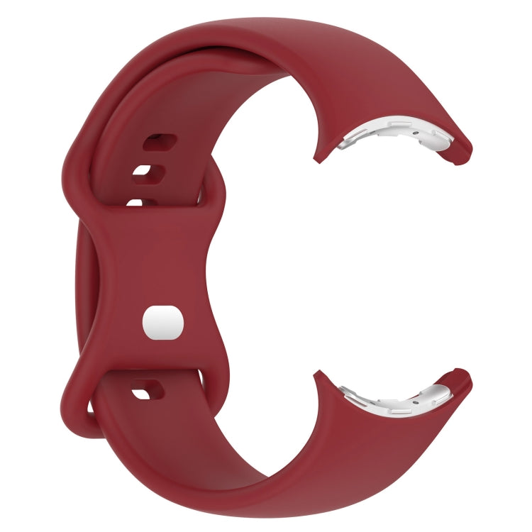 For Google Pixel Watch 3 41mm Solid Color Butterfly Buckle Silicone Watch Band, Size:L(Red) by bashfashion