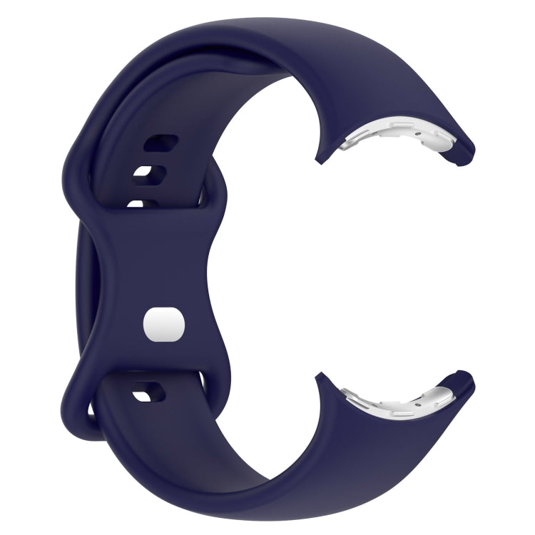For Google Pixel Watch 3 41mm Solid Color Butterfly Buckle Silicone Watch Band, Size:L(Dark Blue) by bashfashion