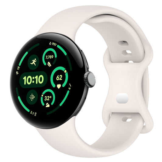 For Google Pixel Watch 3 45mm Solid Color Butterfly Buckle Silicone Watch Band, Size:L(Starlight) by bashfashion