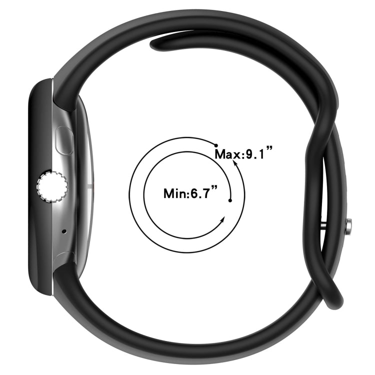 For Google Pixel Watch 3 41mm Solid Color Butterfly Buckle Silicone Watch Band, Size:L(Black) by bashfashion