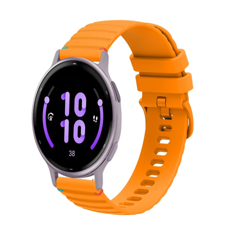 For Garmin Active 5 Wavy Dotted Stitched 20mm Silicone Watch Band(Amber Yellow) by bashfashion