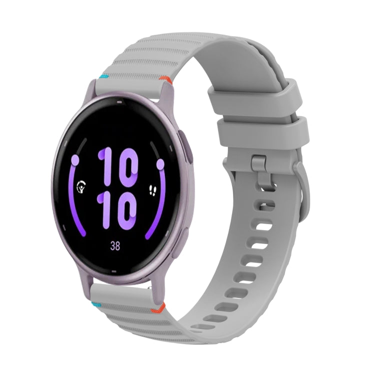 For Garmin Active 5 Wavy Dotted Stitched 20mm Silicone Watch Band(Gray) by bashfashion