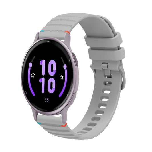 For Garmin Active 5 Wavy Dotted Stitched 20mm Silicone Watch Band(Gray) by bashfashion