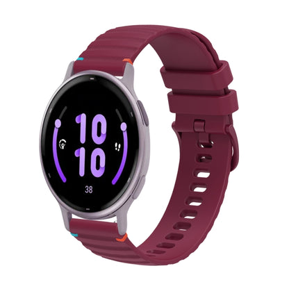 For Garmin Active 5 Wavy Dotted Stitched 20mm Silicone Watch Band(Wine Red) by bashfashion