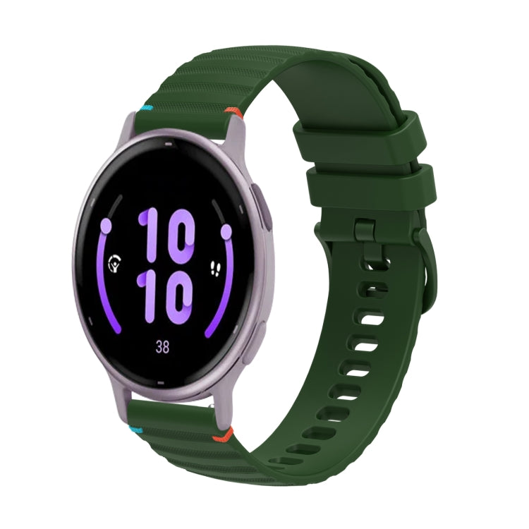 For Garmin Active 5 Wavy Dotted Stitched 20mm Silicone Watch Band(Army Green) by bashfashion