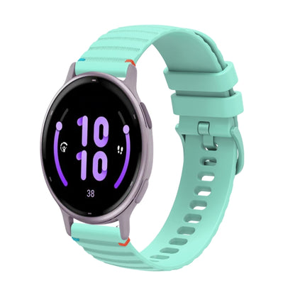 For Garmin Active 5 Wavy Dotted Stitched 20mm Silicone Watch Band(Teal Green) by bashfashion
