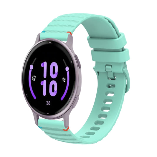 For Garmin Active 5 Wavy Dotted Stitched 20mm Silicone Watch Band(Teal Green) by bashfashion
