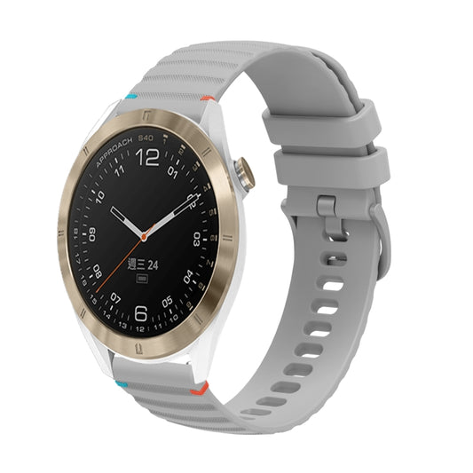 For Garmin Approach S40 Wavy Dotted Stitched 20mm Silicone Watch Band(Gray) by bashfashion