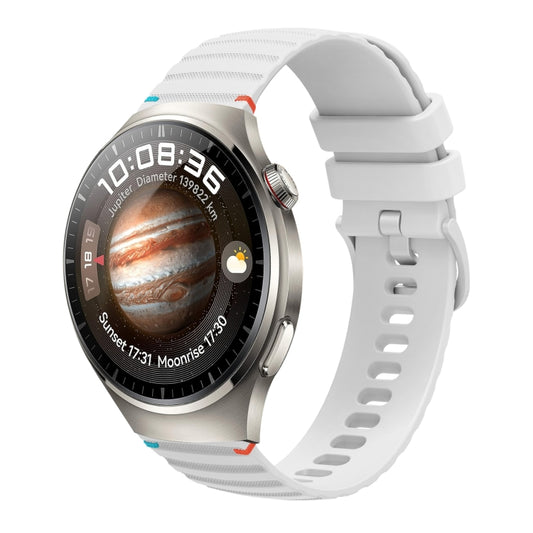 For Huawei Watch 4 Pro Wavy Dotted Stitched 22mm Silicone Watch Band(White) by bashfashion