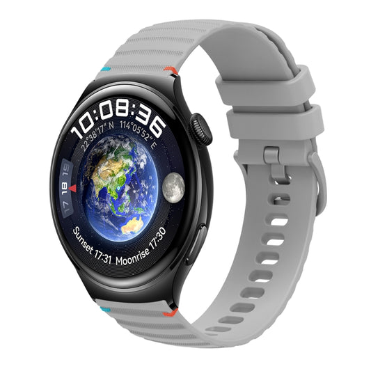 For Huawei Watch 4 Wavy Dotted Stitched 22mm Silicone Watch Band(Gray) by bashfashion
