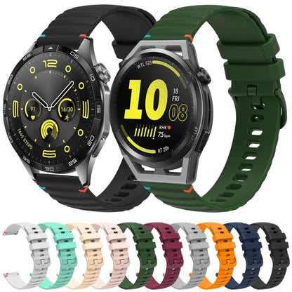 For Huawei Watch 3 Wavy Dotted Stitched 22mm Silicone Watch Band(Gray) by bashfashion