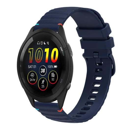 For Garmin Forerunner 265 Music Wavy Dotted Stitched 22mm Silicone Watch Band(Navy Blue) by bashfashion