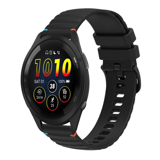 For Garmin Forerunner 265 Music Wavy Dotted Stitched 22mm Silicone Watch Band(Black) by bashfashion