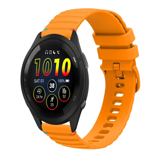 For Garmin Forerunner 265 Music Wavy Dotted Stitched 22mm Silicone Watch Band(Amber Yellow) by bashfashion
