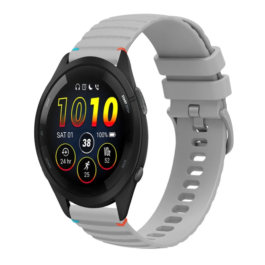 For Garmin Forerunner 265 Music Wavy Dotted Stitched 22mm Silicone Watch Band(Gray) by bashfashion
