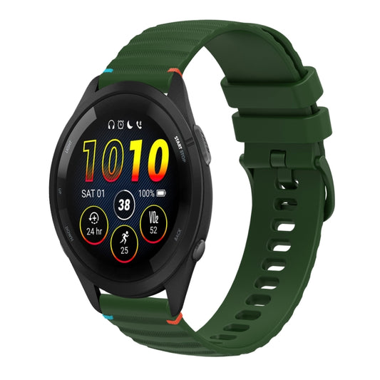 For Garmin Forerunner 265 Music Wavy Dotted Stitched 22mm Silicone Watch Band(Army Green) by bashfashion