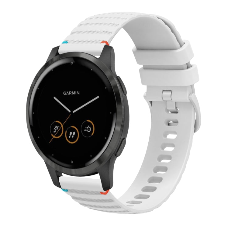 For Garmin Vivoactive 4 Wavy Dotted Stitched 22mm Silicone Watch Band(White) by bashfashion