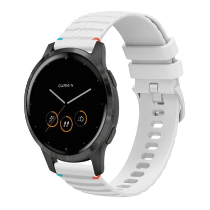 For Garmin Vivoactive 4 Wavy Dotted Stitched 22mm Silicone Watch Band(White) by bashfashion