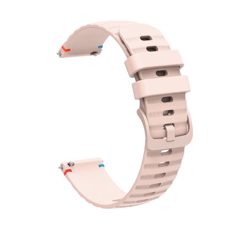 For Garmin Vivoactive 4 Wavy Dotted Stitched 22mm Silicone Watch Band(Rose Pink) by bashfashion