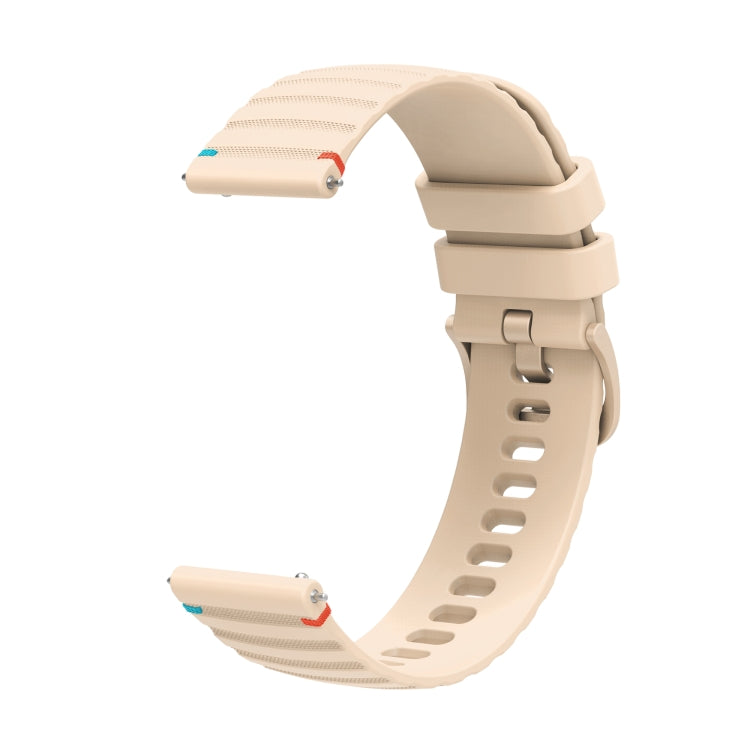 For Garmin Vivoactive 4 Wavy Dotted Stitched 22mm Silicone Watch Band(Cream Coloured) by bashfashion