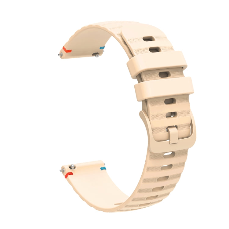 For Garmin Vivoactive 4 Wavy Dotted Stitched 22mm Silicone Watch Band(Cream Coloured) by bashfashion