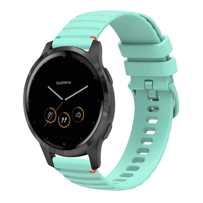 For Garmin Vivoactive 4 Wavy Dotted Stitched 22mm Silicone Watch Band(Teal Green) by bashfashion