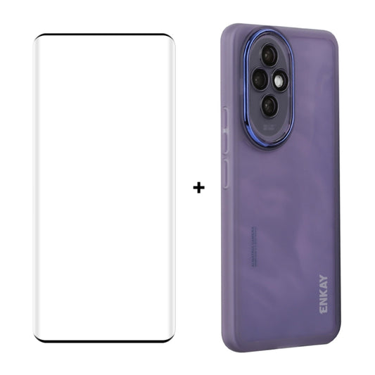 For Honor 200 ENKAY Hat-Prince Translucent Matte TPU Phone Case with Lens Film + 3D Hot Bending Film(Purple) by ENKAY
