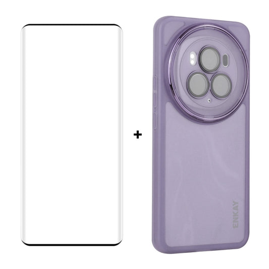 For Honor Magic6 Pro ENKAY Hat-Prince Translucent Matte TPU Phone Case with Lens Film + 3D Hot Bending Film(Purple) by ENKAY