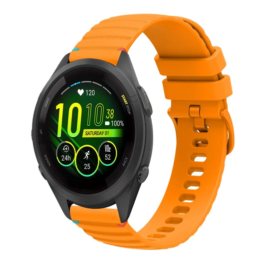 For Garmin Forerunner 265S Wavy Dotted Stitched 18mm Silicone Watch Band(Amber Yellow) by bashfashion