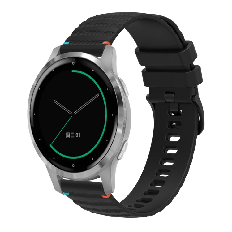 For Garmin Active S Wavy Dotted Stitched 18mm Silicone Watch Band(Black) by bashfashion