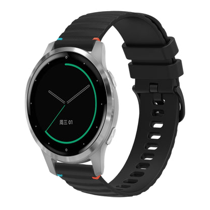 For Garmin Active S Wavy Dotted Stitched 18mm Silicone Watch Band(Black) by bashfashion