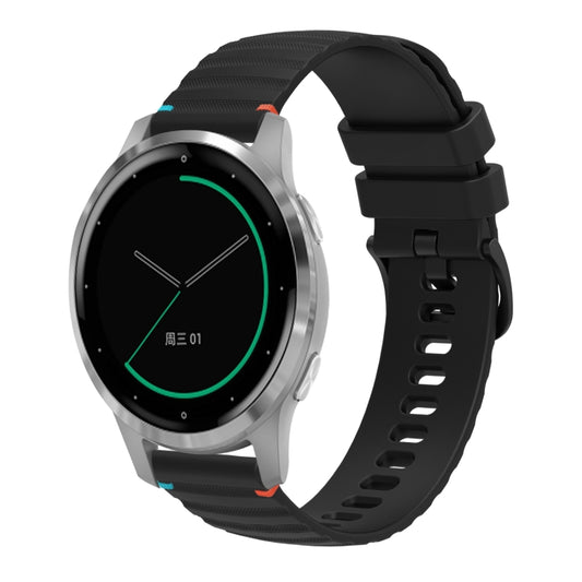 For Garmin Active S Wavy Dotted Stitched 18mm Silicone Watch Band(Black) by bashfashion