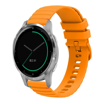 For Garmin Active S Wavy Dotted Stitched 18mm Silicone Watch Band(Amber Yellow) by bashfashion