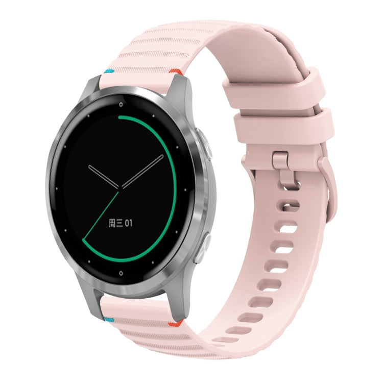 For Garmin Active S Wavy Dotted Stitched 18mm Silicone Watch Band(Rose Pink) by bashfashion