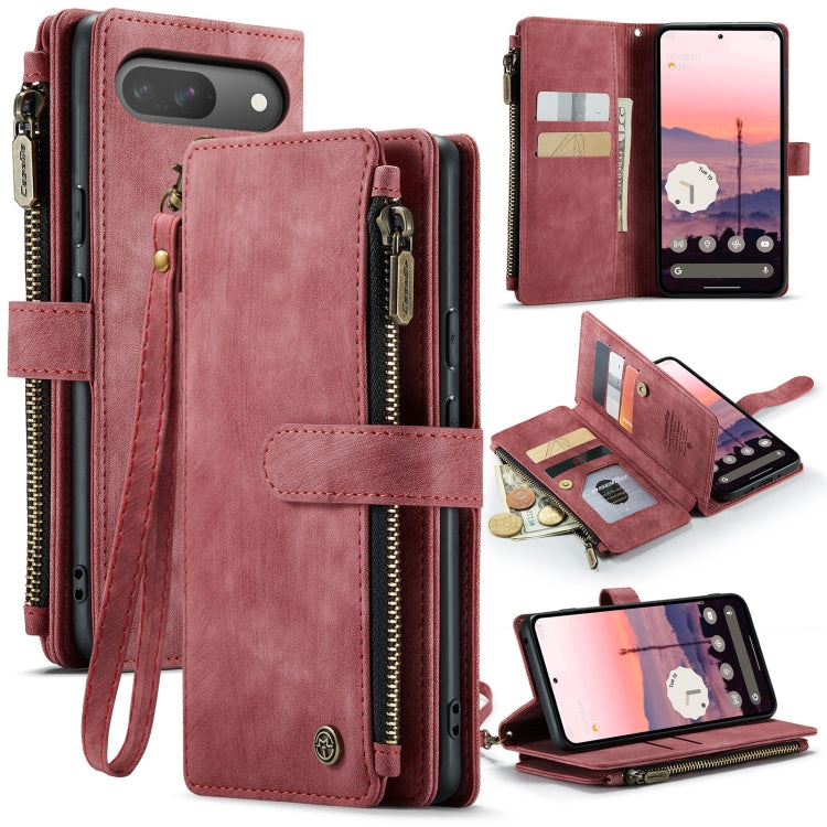 For Google Pixel 10 / 10 Pro / 9 CaseMe C30 Card Slots Zipper Wallet Leather Phone Case(Wine Red) by CaseMe