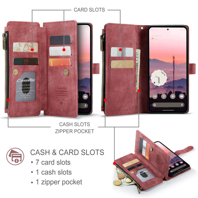 For Google Pixel 10 / 10 Pro / 9 CaseMe C30 Card Slots Zipper Wallet Leather Phone Case(Wine Red) by CaseMe