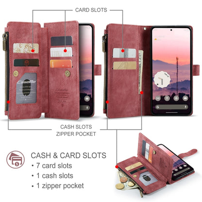 For Google Pixel 10 / 10 Pro / 9 CaseMe C30 Card Slots Zipper Wallet Leather Phone Case(Wine Red) by CaseMe