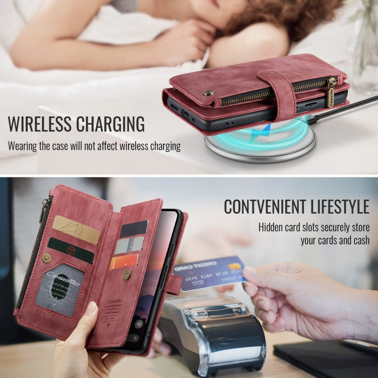 For Google Pixel 10 / 10 Pro / 9 CaseMe C30 Card Slots Zipper Wallet Leather Phone Case(Wine Red) by CaseMe