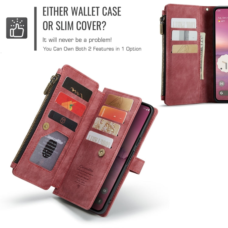 For Google Pixel 9 Pro XL / 10 Pro XL CaseMe C30 Card Slots Zipper Wallet Leather Phone Case(Wine Red) by CaseMe