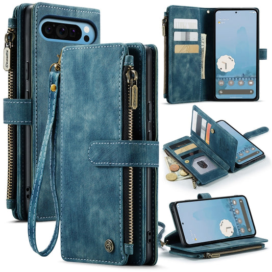 For Google Pixel 9 Pro XL / 10 Pro XL CaseMe C30 Card Slots Zipper Wallet Leather Phone Case(Blue) by CaseMe