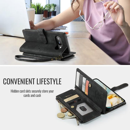 For Google Pixel 9a CaseMe C30 Card Slots Zipper Wallet Leather Phone Case(Black) by CaseMe