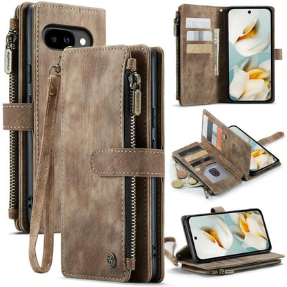 For Google Pixel 9a CaseMe C30 Card Slots Zipper Wallet Leather Phone Case(Brown) by CaseMe