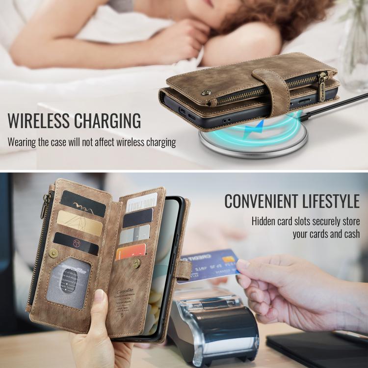 For Google Pixel 9a CaseMe C30 Card Slots Zipper Wallet Leather Phone Case(Brown) by CaseMe