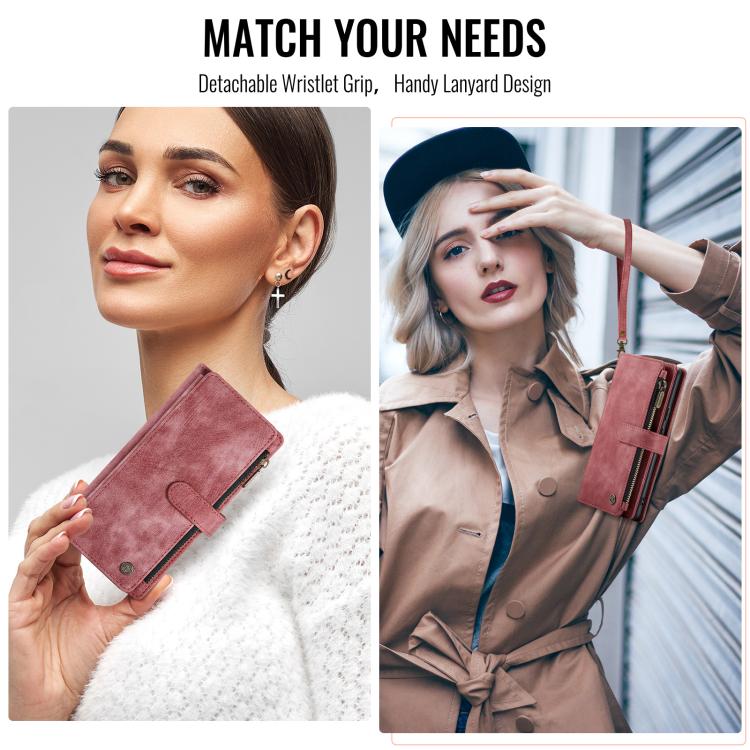 For Google Pixel 9a CaseMe C30 Card Slots Zipper Wallet Leather Phone Case(Wine Red) by CaseMe