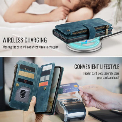 For Google Pixel 9a CaseMe C30 Card Slots Zipper Wallet Leather Phone Case(Blue) by CaseMe