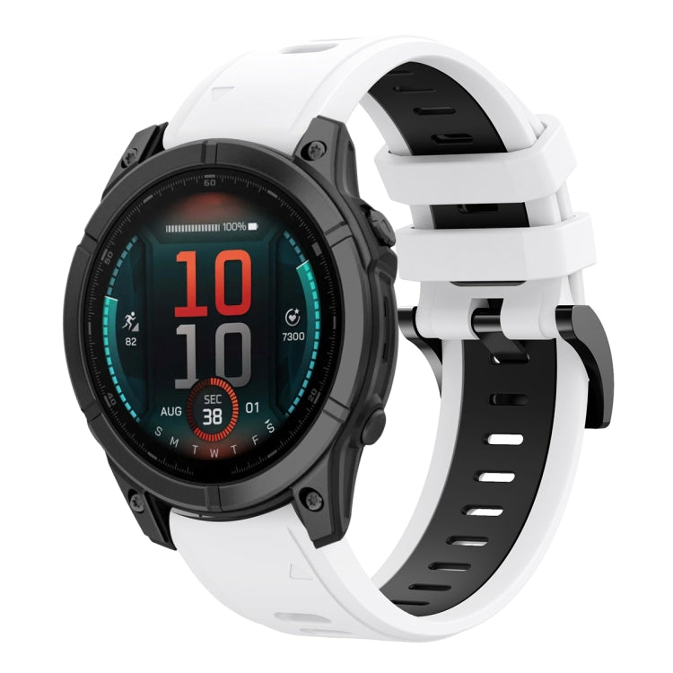 For Garmin Fenix E 47mm Sports Two Color 22mm Silicone Watch Band(White+Back) by bashfashion