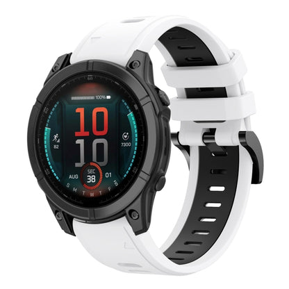 For Garmin Fenix E 47mm Sports Two Color 22mm Silicone Watch Band(White+Back) by bashfashion