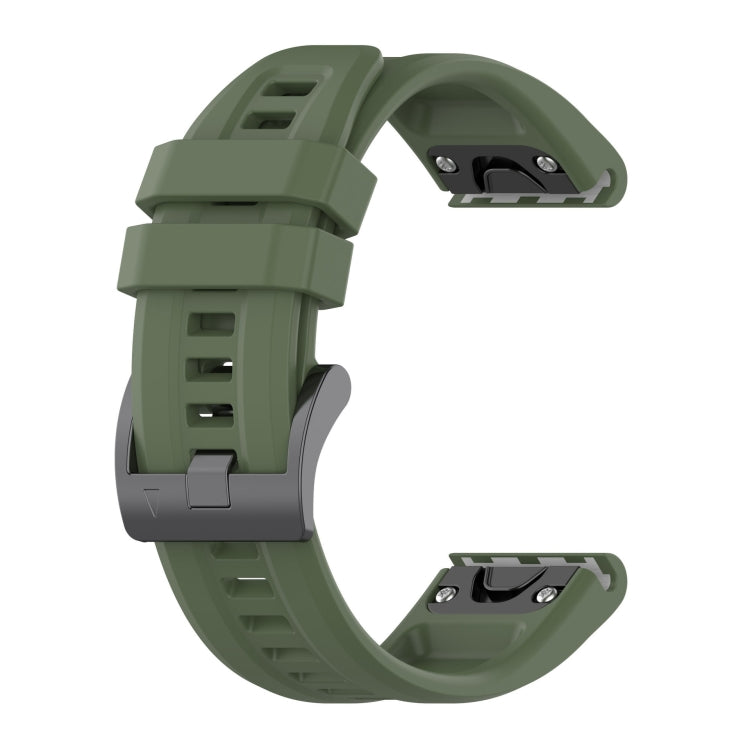 For Garmin Fenix 8 AMOLED 43mm Pure Color Steel Buckle 20mm Silicone Watch Band(Dark Green) by bashfashion