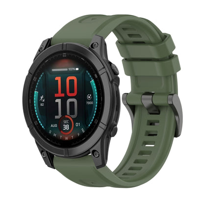 For Garmin Fenix E 47mm Pure Color Steel Buckle 22mm Silicone Watch Band(Dark Green) by bashfashion