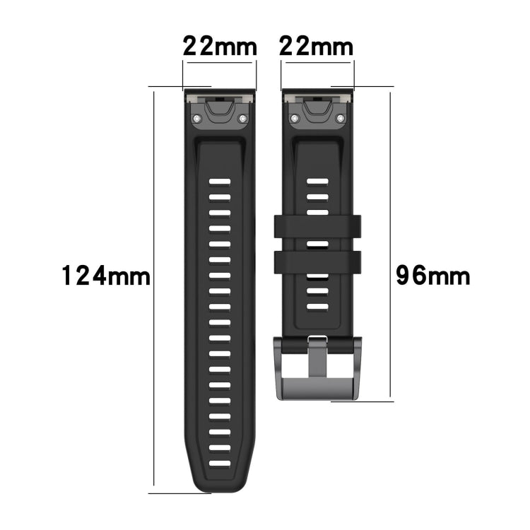 For Garmin Fenix E 47mm Pure Color Steel Buckle 22mm Silicone Watch Band(Dark Green) by bashfashion